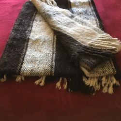 Vintage Black plaid alpaca blanket