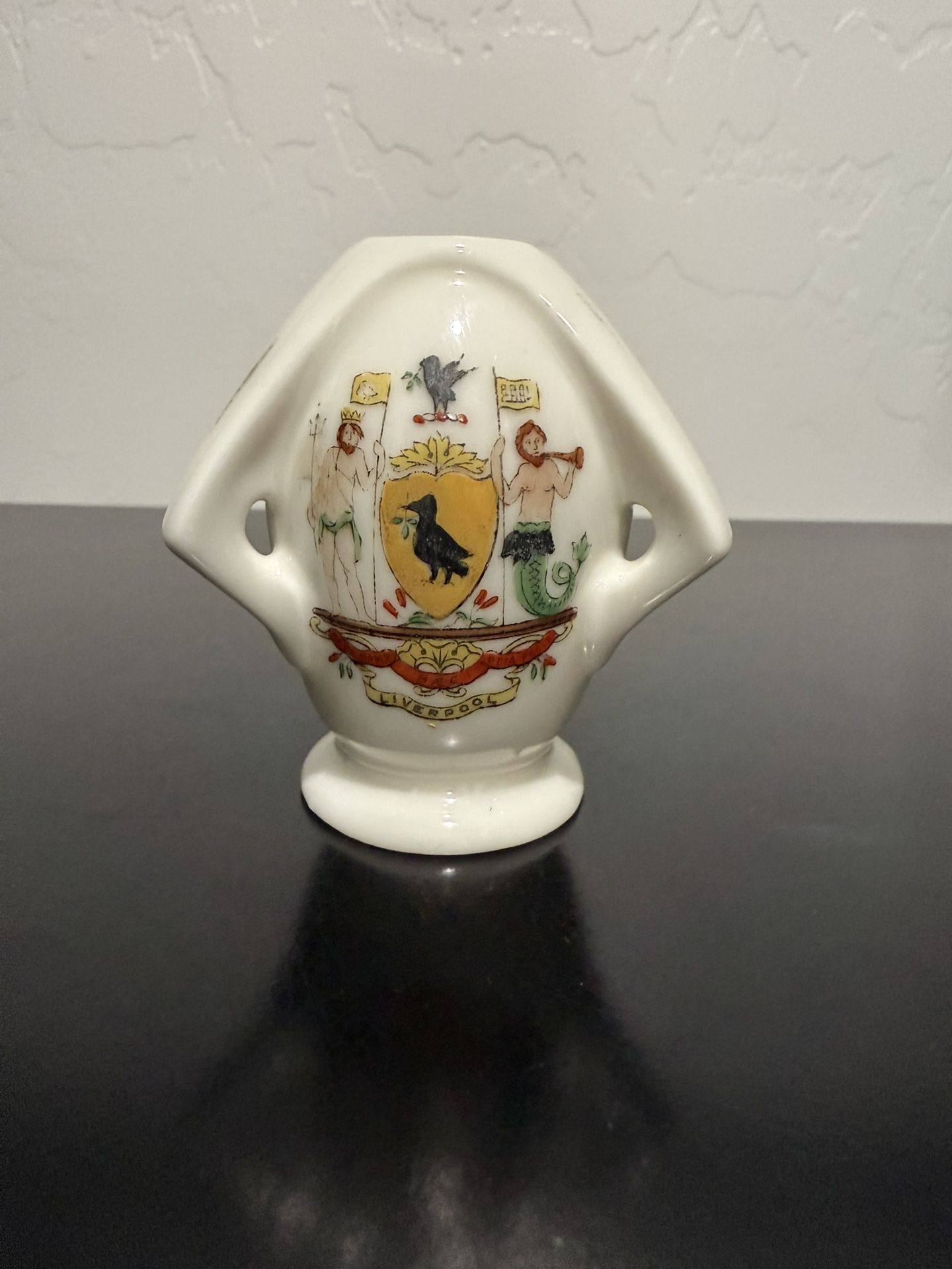 Vintage Crested China Miniature Tooth Pick Holder Or Bud Vase