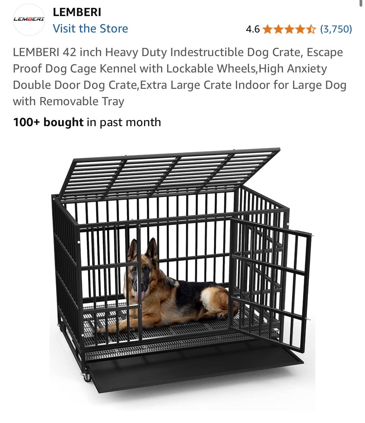 Large Dog Crate. Cover Included.