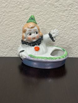 Vintage 1950s Clown Pin Cushion: Kitschy Ceramic Sewing