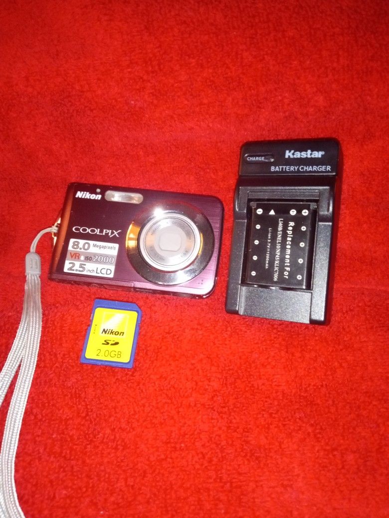 Nikon Digital Camera Charger Battery SD Card Working