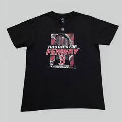 Boston Red Sox 2018 World Series Champions black and red majestic T shirt Size Large 
