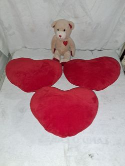 3 Valentine Pillows And 1 Plush All For 1 Price