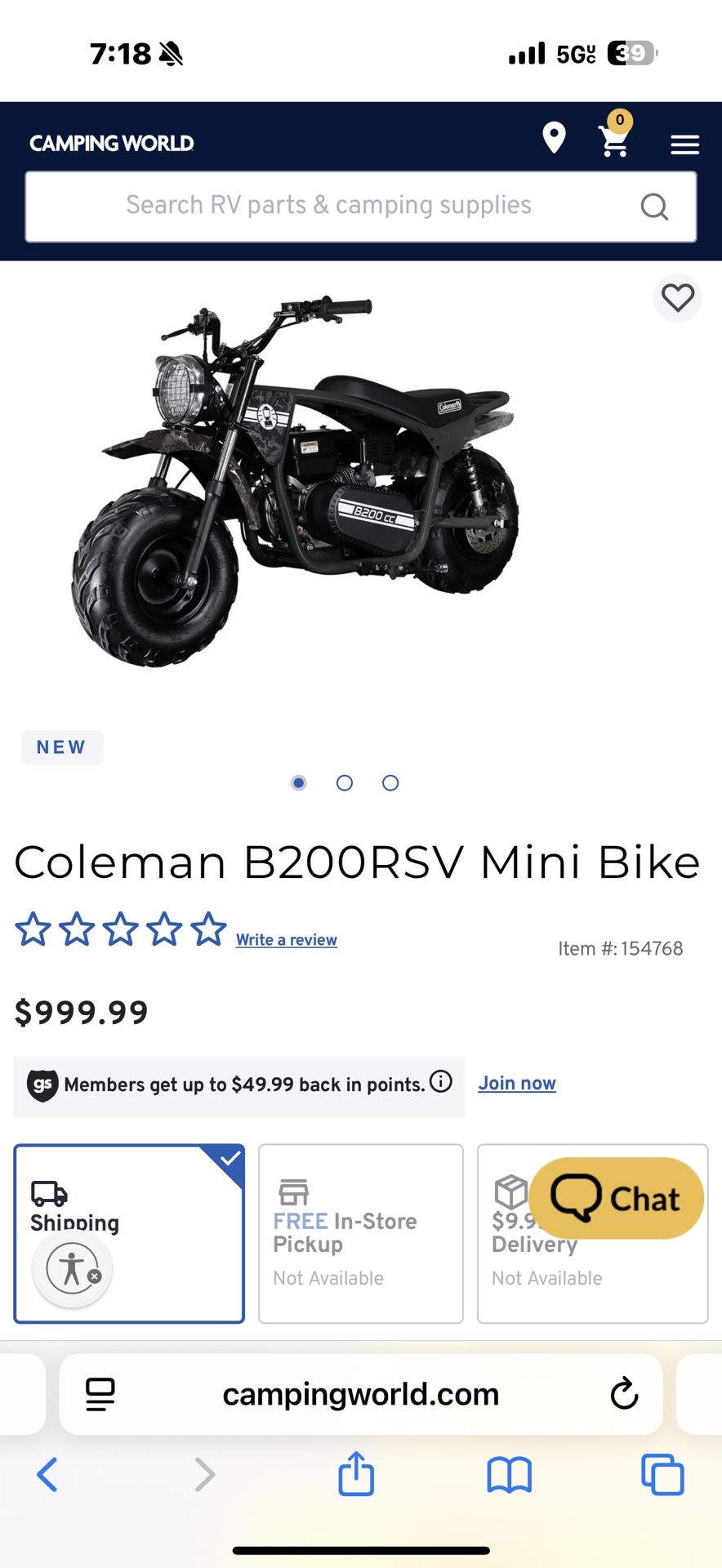 Coleman B200RSV Brand New
