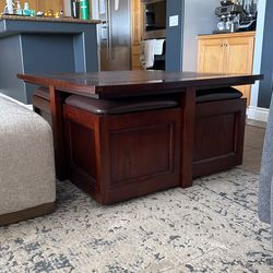 Coffee Table With 4 Storage Stools On Wheels From Macys