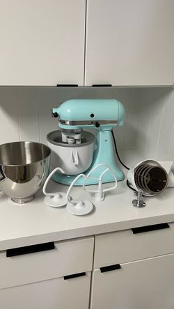 Kitchenaid stand mixer W/ ice cream maker and shredder.