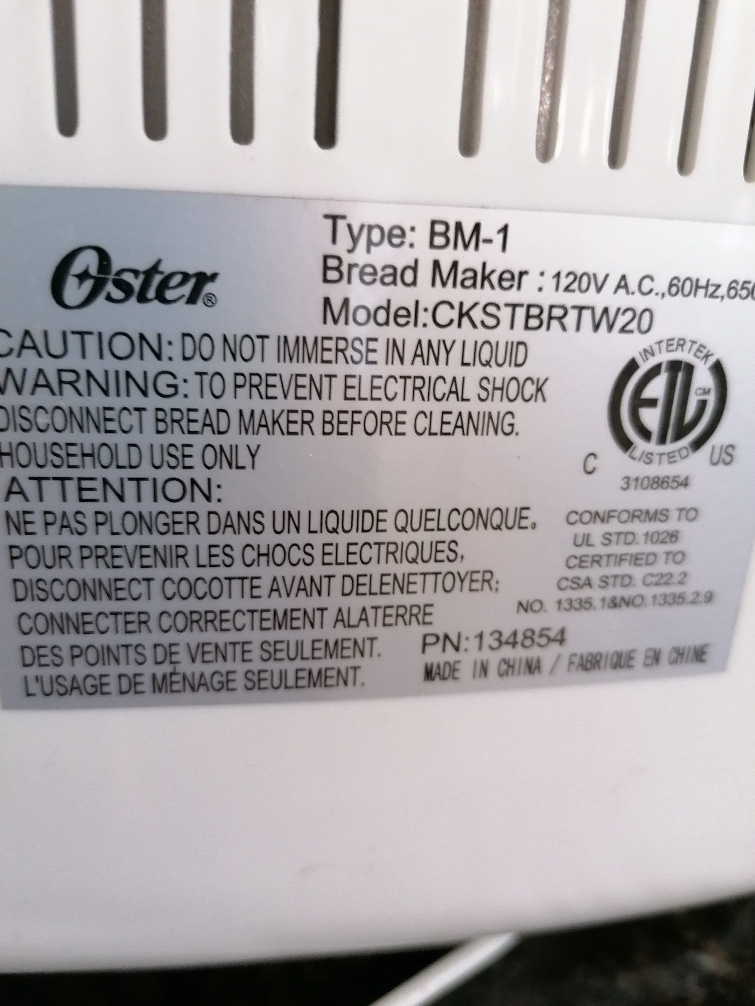 Like new Oster bread maker CKSTBRW20