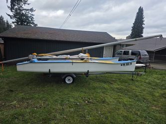 14 Foot Catamaran And Trailer.