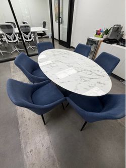 Modern Faux Marble Dining Table Set – 6 Chairs – $450 OBO