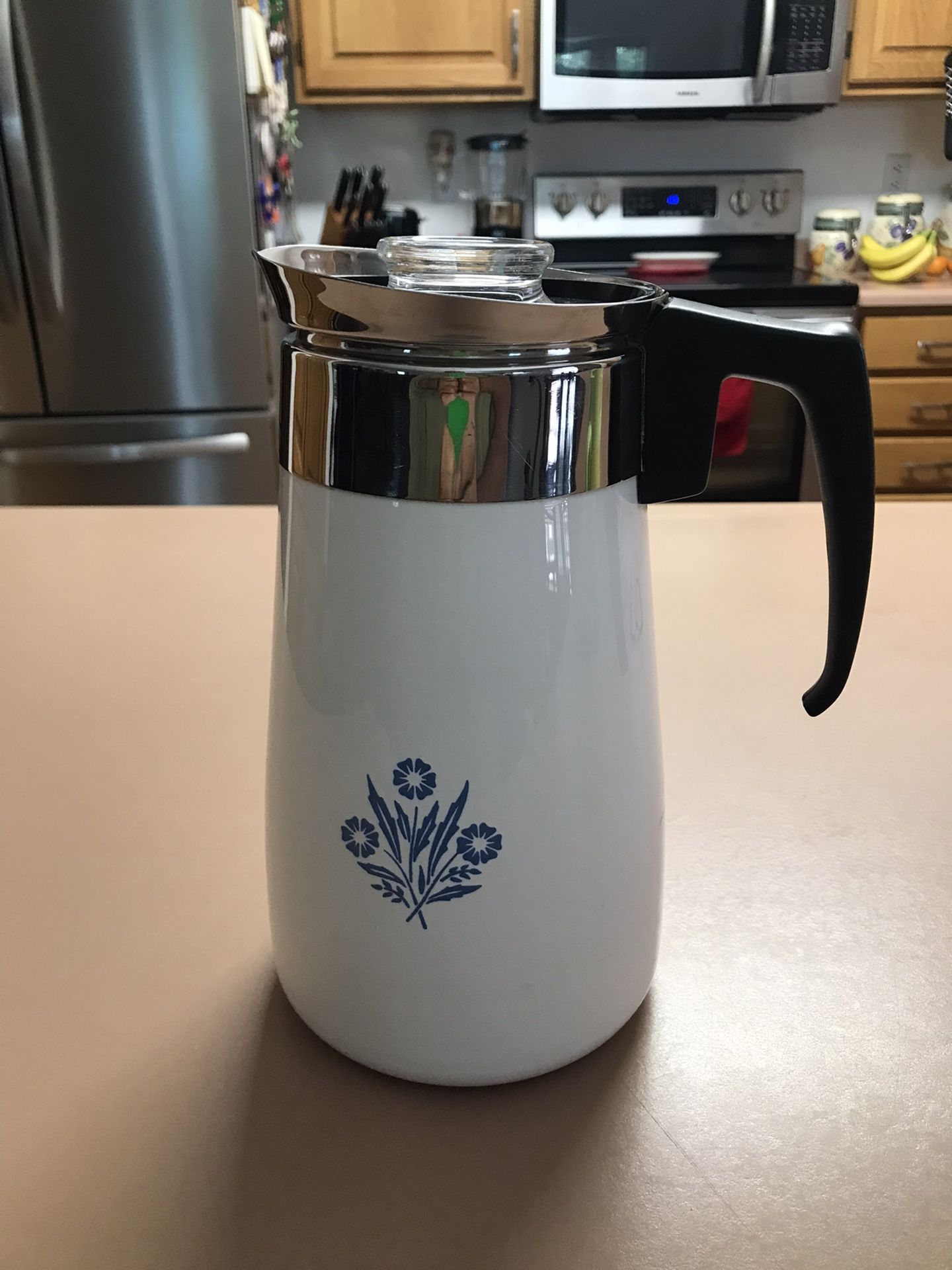Vintage Corning Ware Stove Top 9 Cup Cornflower Blue Percolator
