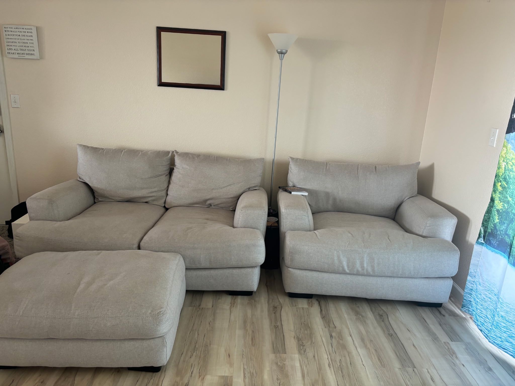 Love Seat, Chair & Ottoman