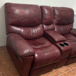 Leather reclining sofas.