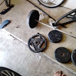 Barbell, Weights, Clips, And Kettlebell!