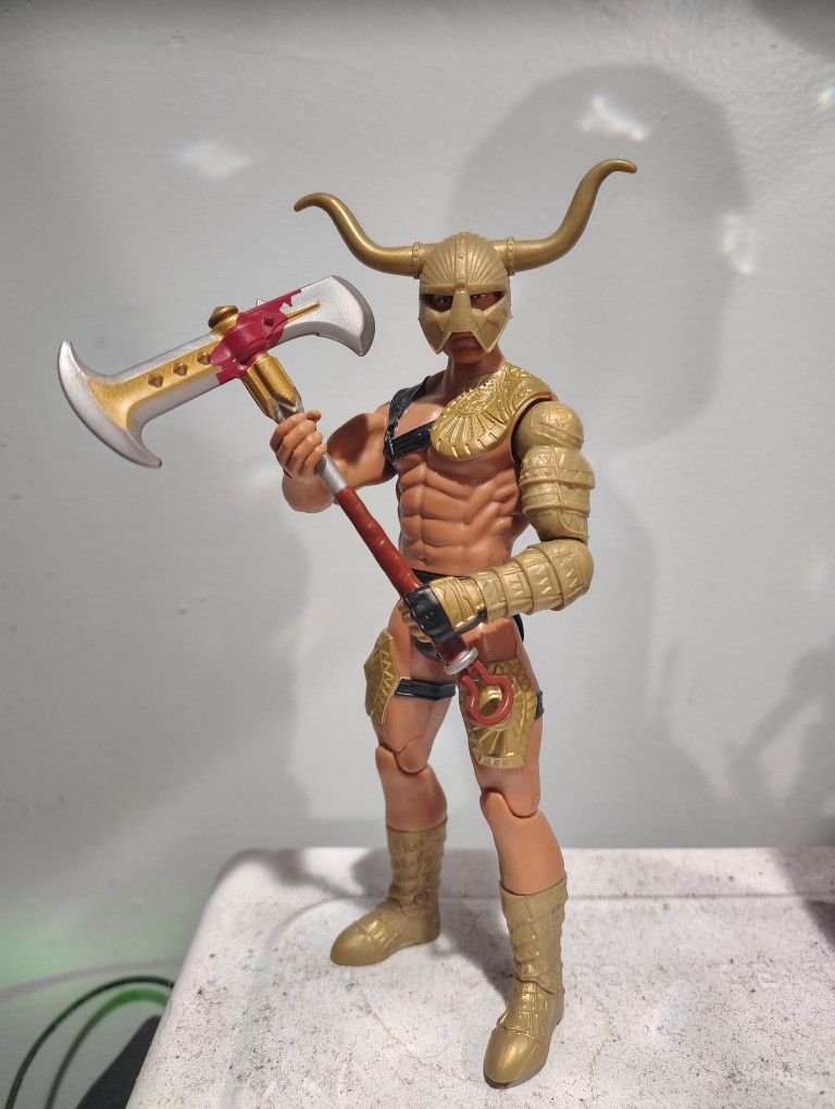 WWE Gladiator The Rock Figure with Ax Weapon.