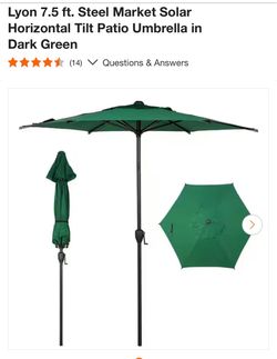Lyon 7.5 ft Steel Market Patio Umbrella Dark Green