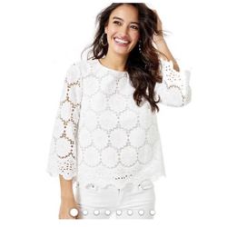 Lilly Pulitzer Xxs Floral Scallop Eyelet Top Brand New With Tags