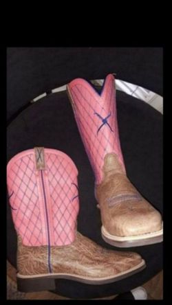 $270 Womens NEW Twisted X Cowboy boots Botas bota coral pink work Size 9 9.5 Retail