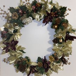 14inch Holiday Door Wreath Handmade