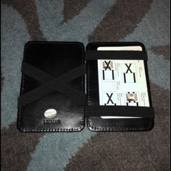 Men’s black slim leather wallet, new