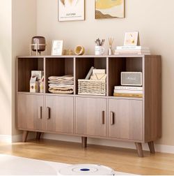 Mid-Century Modern Storage Cabinet with Open Shelves