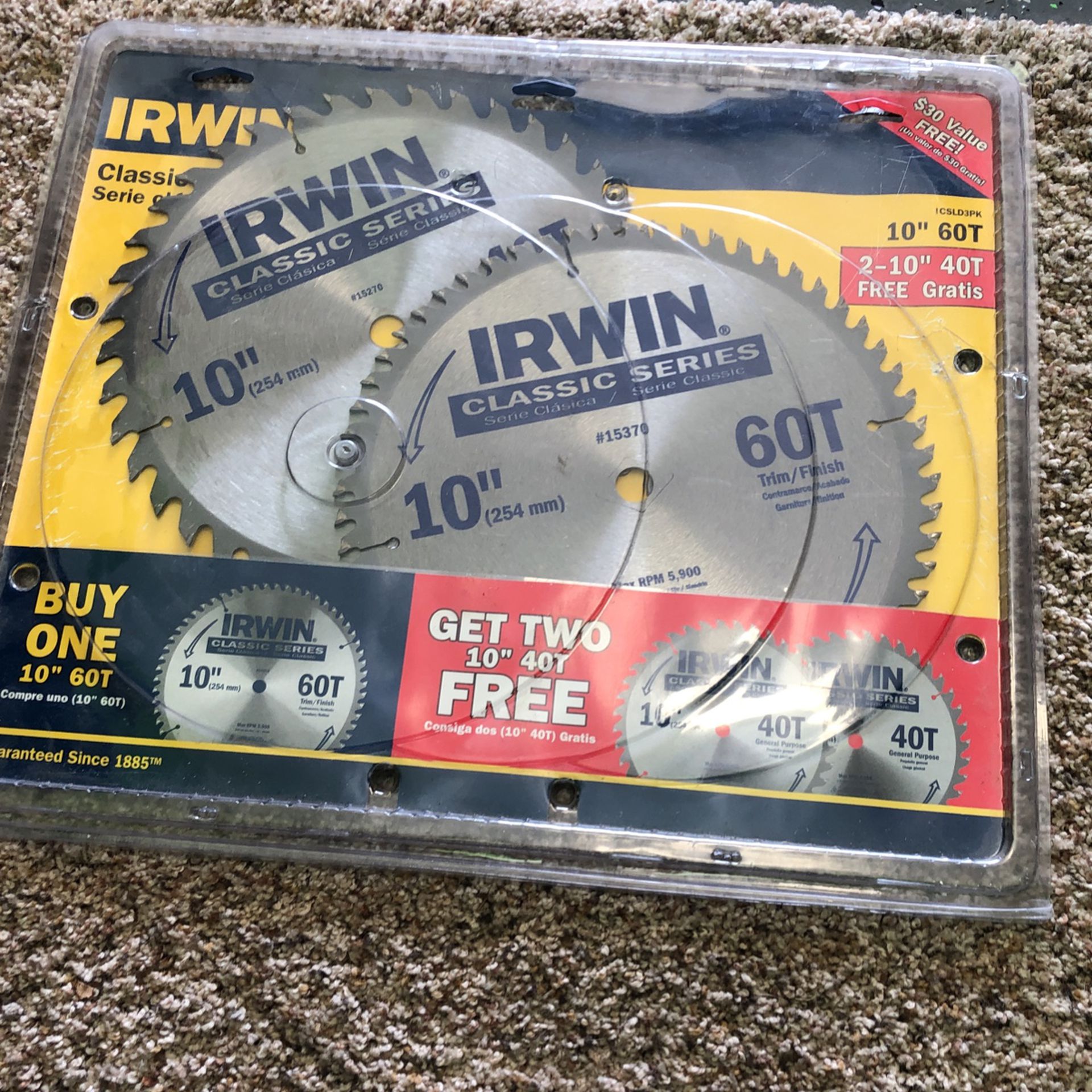 Irwin 10 Inch Saw Blades  $10 For Both