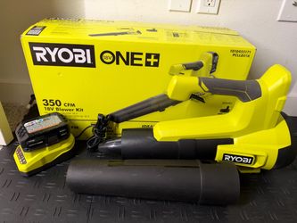RYOBI ONE+ 18V 100 MPH 350 CFM Cordless Battery Variable Speed Jet Fan Leaf Blower with 4.0 Ah Battery and Charger