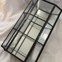Black Mirrored Glass Trifold Display Case 13x8 Jewelry Case
