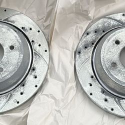 Cross-Drilled and Slotted Brake Rotors Rear Two Rotor Set