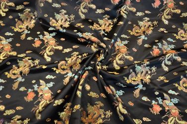Black Chinese Dragon Brocade Fabric