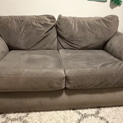 Plush Large Loveseat Sofa (brand: Robert Michael; fabric: Grey Microfiber)