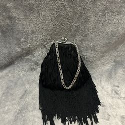Bebe black fringe purse size small