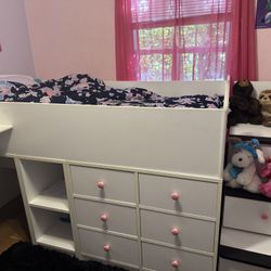 Young Girls Bunk Bed/Desk With Dresser
