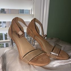 Nude Translucent Block Heels (7 WW)