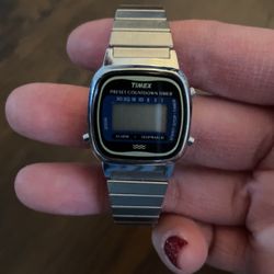 Timex Preset Countdown Timer Silver Tone Flex Band Digital Watch 