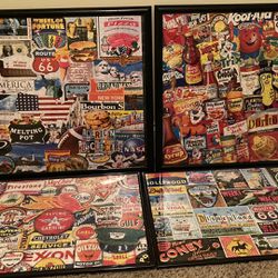 4 Nostalgic Framed Wall Puzzle Pictures