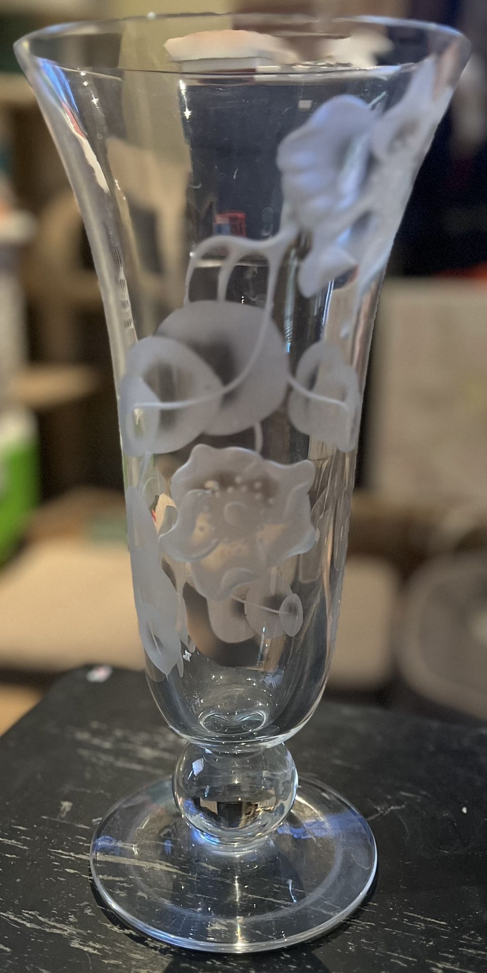 Pair of Etched Glass Vases