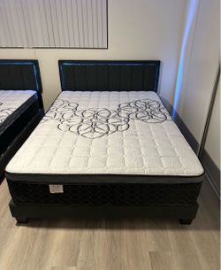 New queen bed frame with mattress