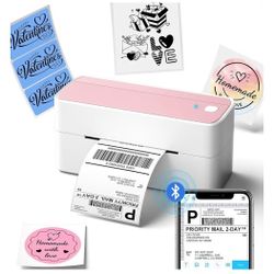 Phomemo Bluetooth Thermal Label Printer, 241BT 4X6 Wireless Shipping Label Printer for Small Business, Pink Labels Printers for Shipping Package, Comp