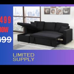$50 Down- Take Home - Finance - $499- Black Sectional