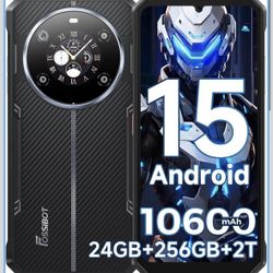 FOSSIBOT F109S Rugged Smartphone Unlocked, 24GB+256GB/2TB Android 15 Rugged Phone, 10600mAh Battery, Dual Display 6.745'' FHD Cellphone,50MP+16MP+5MP 