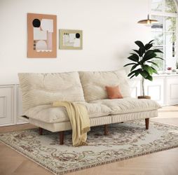 Brand New Cream Futon Sofa Bed – Sealed Box