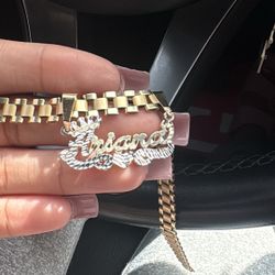 14k Gold Double Name Plate