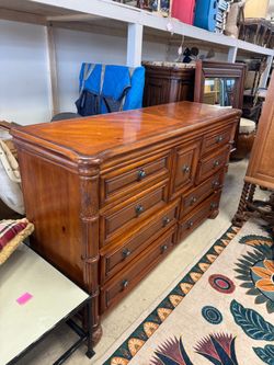 Large Wood Dresser with Cane Drawer Fronts
