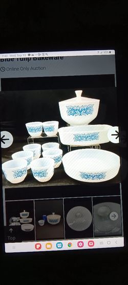 11 Piece Federal Glass Blue Tulip Set 