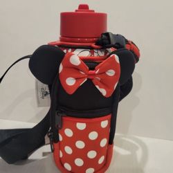 Disney Minnie Mouse Stainless Steel Water Bottle and Carrier. New 