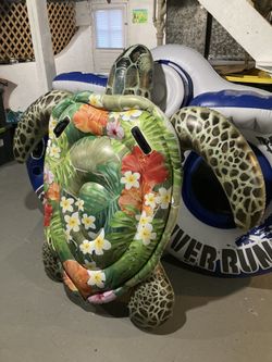 Patched - Intex Tropical Sea Turtle Inflatable Ride On Pool Float Raft