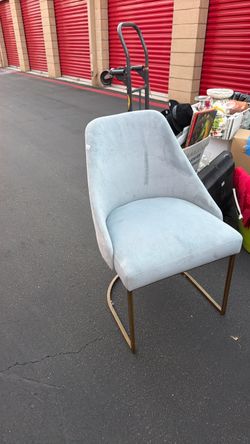 Light Blue Velvet Chair with Gold Metal Legs