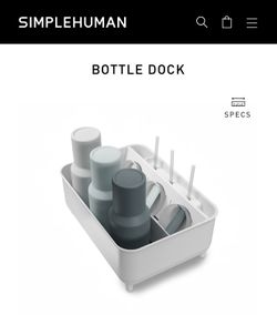 simplehuman Bottle Dock, Steel Frame Fast Drying Bottle Rack, Three-Compartment Organizer for Tumblers, Caps & Straws, White Stainless Steel