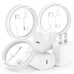 iPhone 17 16 15 Charger Fast Charging,3-Pack 20W Apple USB C Charger Block with 60W Type C to USB C Cable Cord 6FT,Compatible with iPhone 17/17 Pro/17