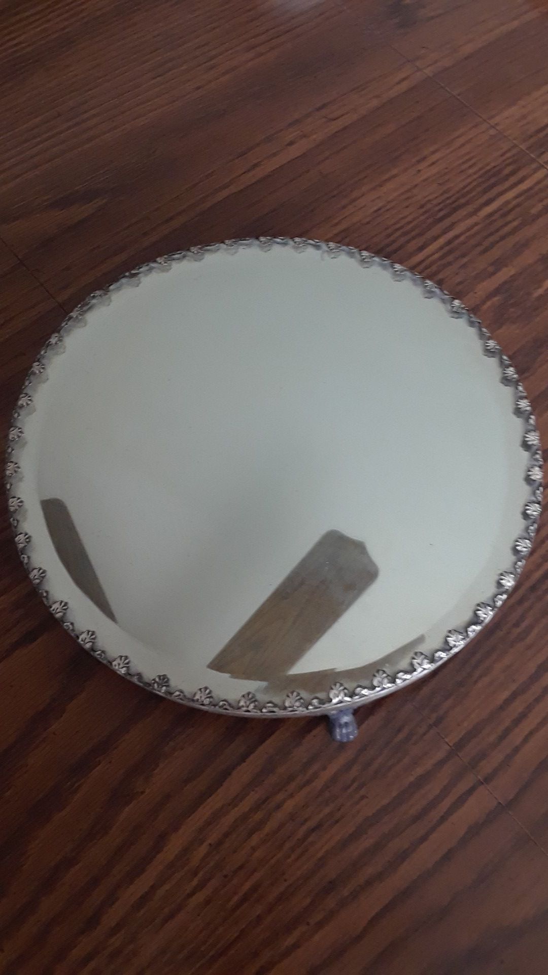 Antique Mirrored Dresser Tray w/Three Feet